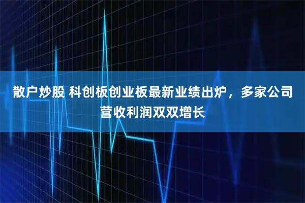 散户炒股 科创板创业板最新业绩出炉，多家公司营收利润双双增长