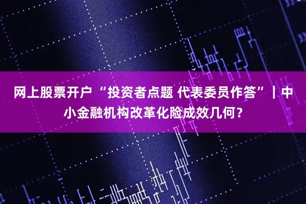 网上股票开户 “投资者点题 代表委员作答”｜中小金融机构改革化险成效几何？